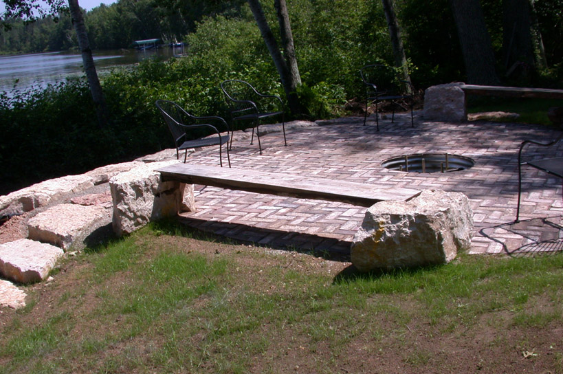 Patio Bench and in-ground Firepit