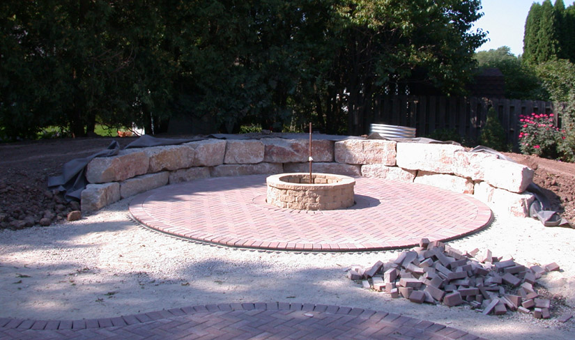 Backyard Circular Stone Firepit